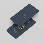 Modern Monogram Climate Climatologist Dark Blue Business Card<br><div class="desc">Modern Monogram Climate Climatologist Dark Blue Gold business card with QR code</div>