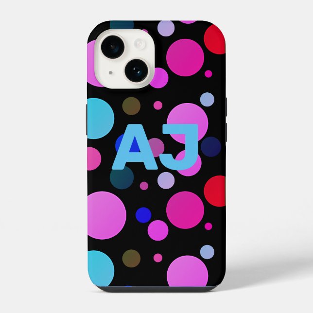 Modern Monogram Colourful Polka Dot iPhone Case (Back)