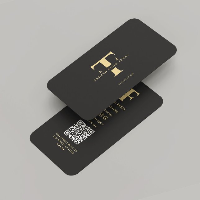 Modern Monogram Company Logo F T Black Gold Business Card (Modern Monogram Company Logo F T Black Gold Professional Marketing Business Card
)