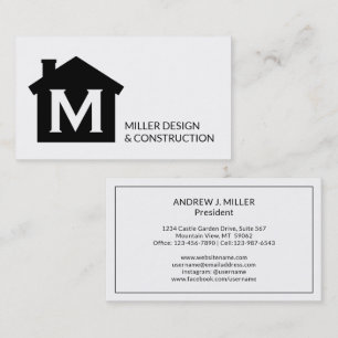 Modern Monogram Contractor Architect Real Estate Business Card