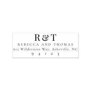 Modern monogram couples return address rubber stamp