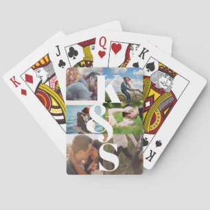 Modern Monogram Couples Valentines Day Photo Playing Cards