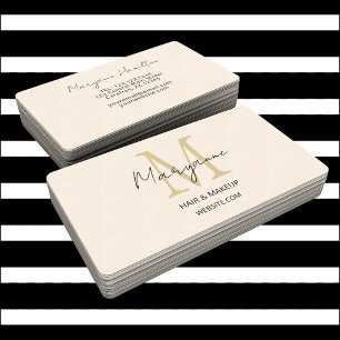 Modern Monogram Cream Business Card