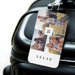 Modern Monogram Custom Family Photo Collage Luggage Tag<br><div class="desc">Modern and minimal photo grid collage luggage tag. The design features a 3 square grid layout. Customise with your own photos,  name and monogram. The reverse side features the three photos,  name and contact info.</div>