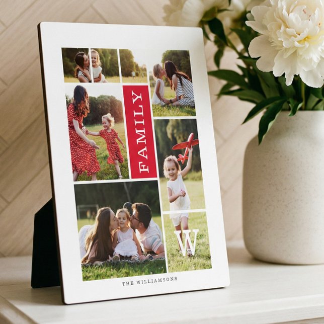 Modern Monogram Custom Family Photo Collage Plaque (Modern Monogram Custom Family Photo Collage Plaque)