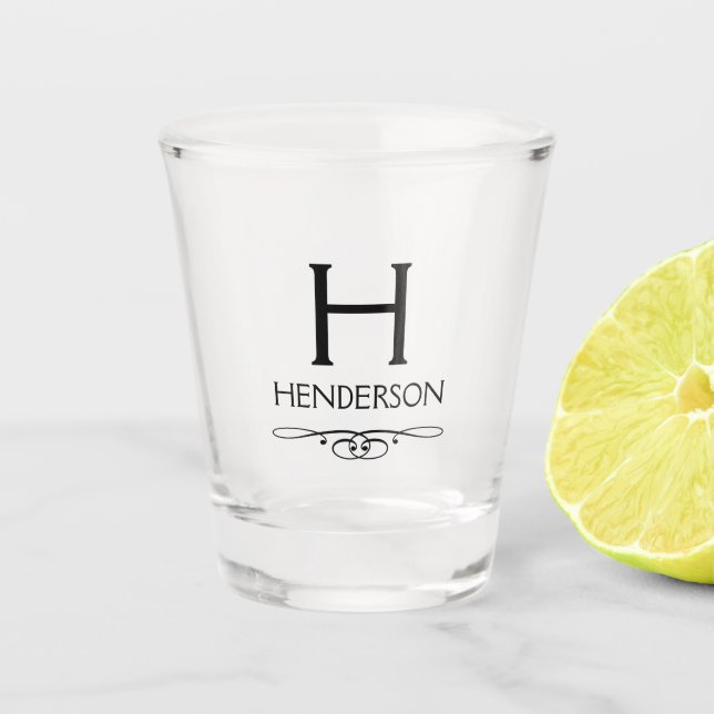 Modern Monogram Custom Name Shot Glass (Front)