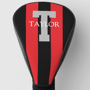 Modern Monogram Custom Red Golf Head Cover