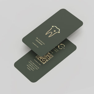 Modern Monogram Dark Green Gold Dentist Dental  Business Card