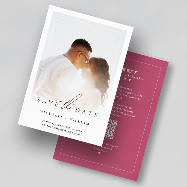 Modern Monogram Dark Pink Wedding Photo Frame  Save The Date (Modern Monogram Dark Pink Wedding Photo Frame Save The Date
)