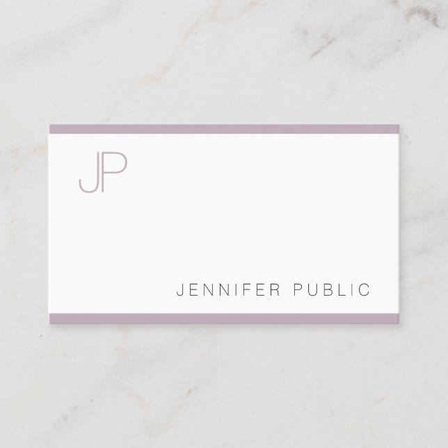 Modern Monogram Design Sleek Elegant Plain Top Business Card (Front)