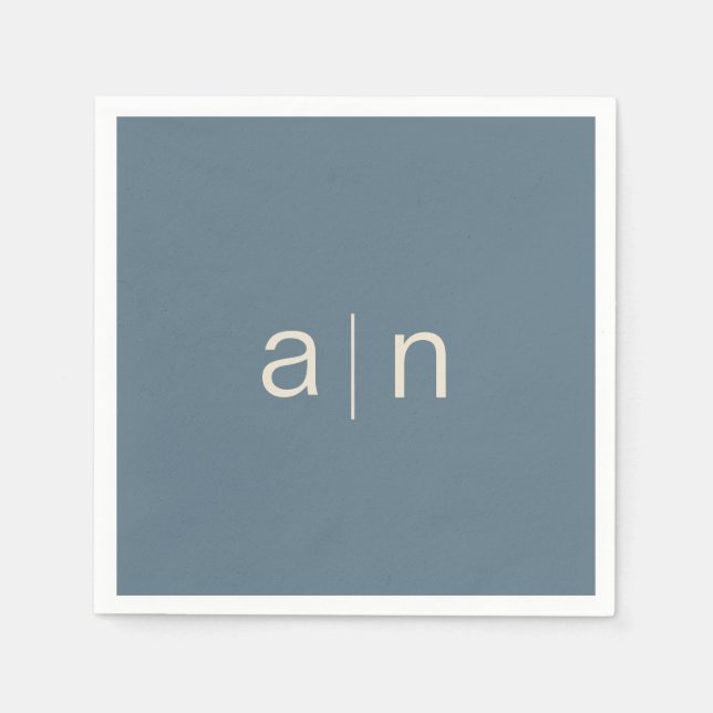 Modern Monogram Dusty Blue  Napkin (Front)