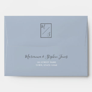 Modern Monogram Dusty Blue Wedding Envelope