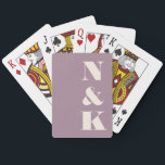 Modern Monogram Dusty Purple Custom Wedding Favour Playing Cards<br><div class="desc">Add a stylish and personal touch to your game nights with these modern custom playing cards in dusty purple. Featuring bold serif initials, this chic design is perfect for couples, families, or anyone who loves a sophisticated aesthetic. Whether for poker nights, a fun party gift, or a unique wedding favour,...</div>