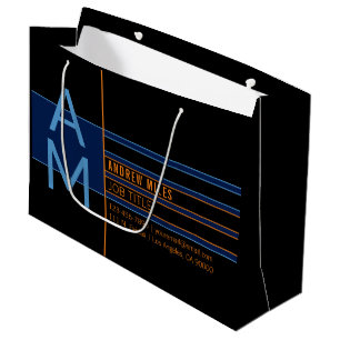 Modern Monogram & Editable Shapes & Colours Large Gift Bag