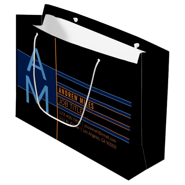 Modern Monogram & Editable Shapes & Colours Large Gift Bag (Front Angled)