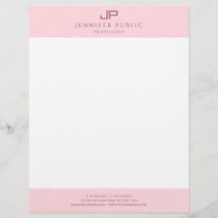Modern Monogram Elegant Blush Pink White Template Custom Letterhead