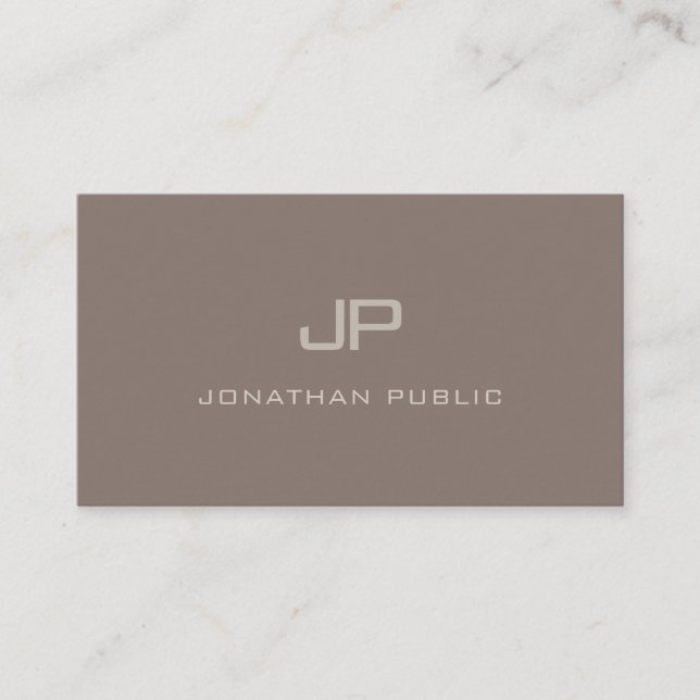 Modern Monogram Elegant Brown Simple Plain Trendy Business Card (Front)