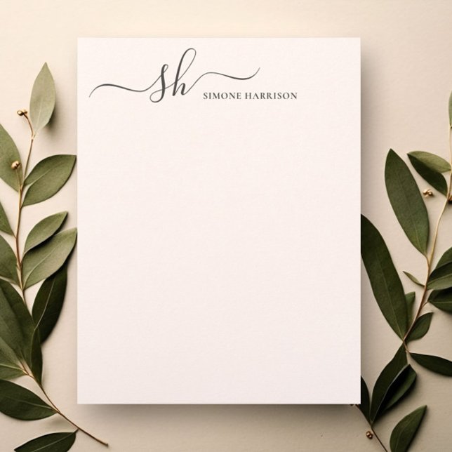 Modern Monogram Elegant Calligraphy Personalised Custom Letterhead (Creator Uploaded)