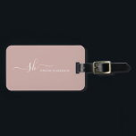 Modern Monogram Elegant Calligraphy Personalised Luggage Tag<br><div class="desc">Modern personal monogram business card holder with trendy script calligraphy and minimalist typography design. This is the ivory / blush version.</div>