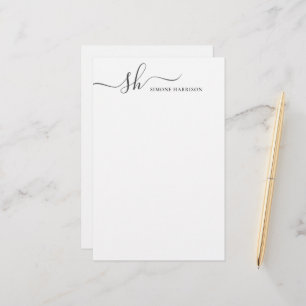 Modern Monogram Elegant Calligraphy Personalised Stationery