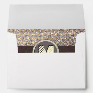 Modern Monogram Elegant Glitter Pattern Envelopes