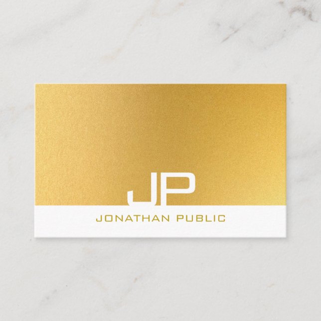 Modern Monogram Elegant Gold Trendy Template Business Card (Front)