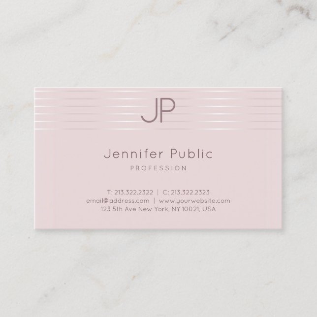Modern Monogram Elegant Professional Rose Gold Business Card (Front)