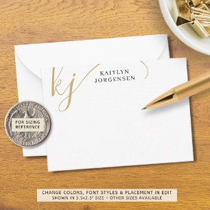 Modern Monogram Elegant Script Initials Black Gold Card