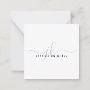 Modern Monogram Elegant Script Initials Navy Blue Card