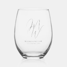 Modern Monogram Elegant Script Wedding