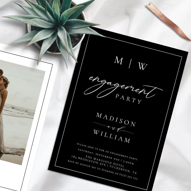 Modern Monogram Engagement Party Invitation (Creator Uploaded)