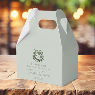 Modern Monogram Eucalyptus Wreath Sage Green Favour Box