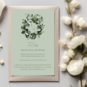Modern Monogram Eucalyptus Wreath Wedding Enclosure Card