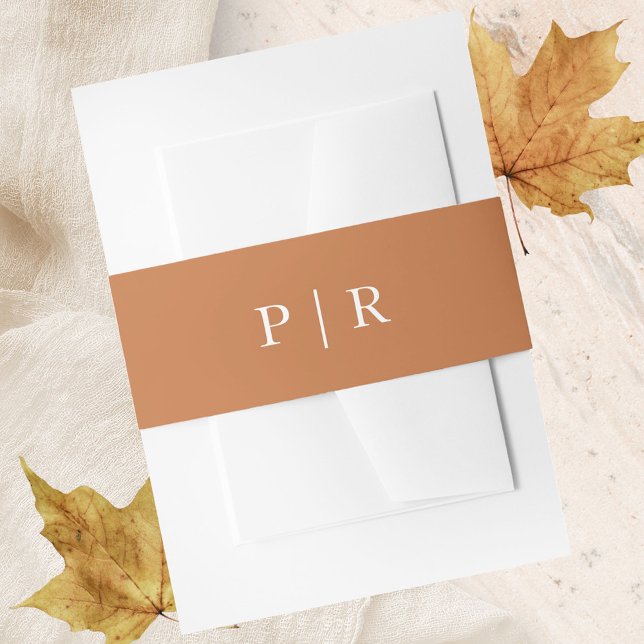 Modern Monogram Fall Terracotta Wedding Invitation Belly Band (Creator Uploaded)