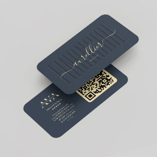 Modern Monogram Finance Financial Dark Blue Business Card