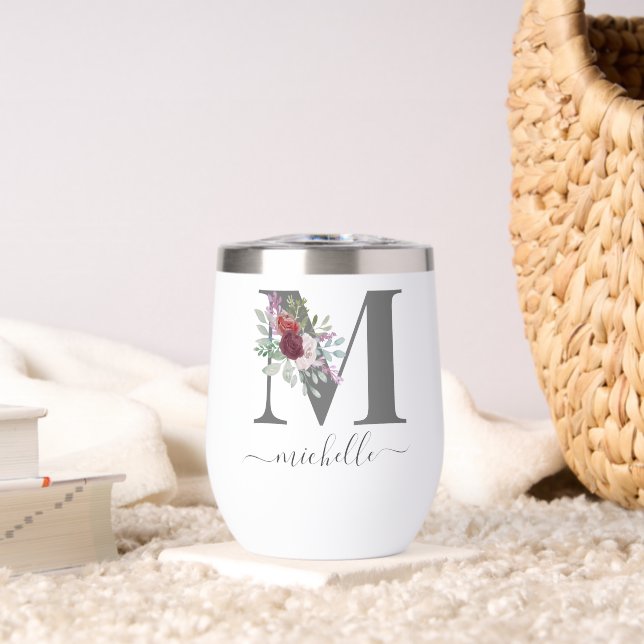Modern Monogram Floral Initial Name (Living Room (Rotated))