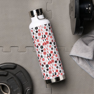 Modern  Monogram Floral  Pattern Water Bottle
