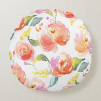 Modern Monogram Floral Round Cushion