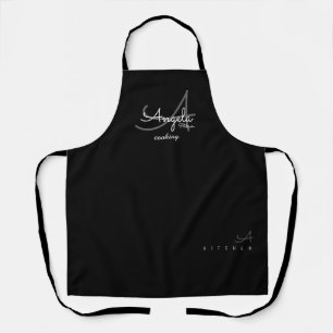 modern monogram for the chef black apron