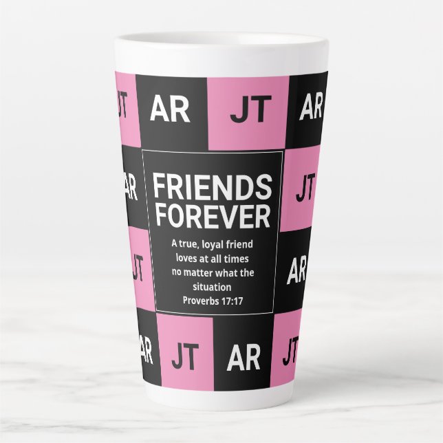 Modern Monogram FRIENDS FOREVER Christian Latte Mug (Front)