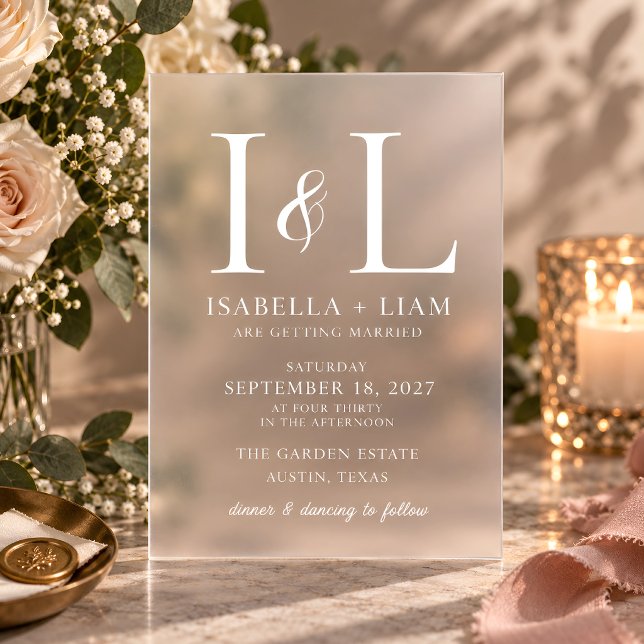 Modern Monogram Frosted Acrylic Invitations (Creator Uploaded)