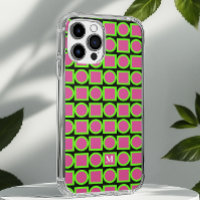 Modern Monogram Fuchsia Green Geometric