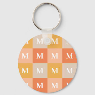 Modern monogram geometric colour block key ring