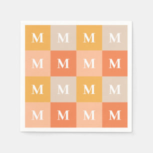 Modern monogram geometric colour block napkin