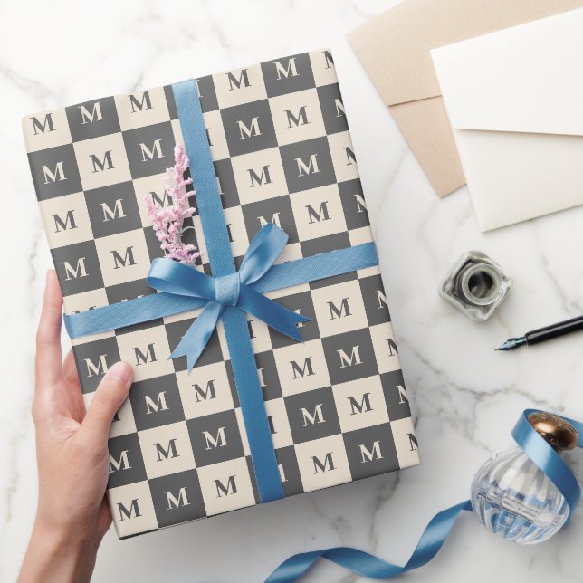 Modern monogram geometric colour block wrapping paper (Gifting)