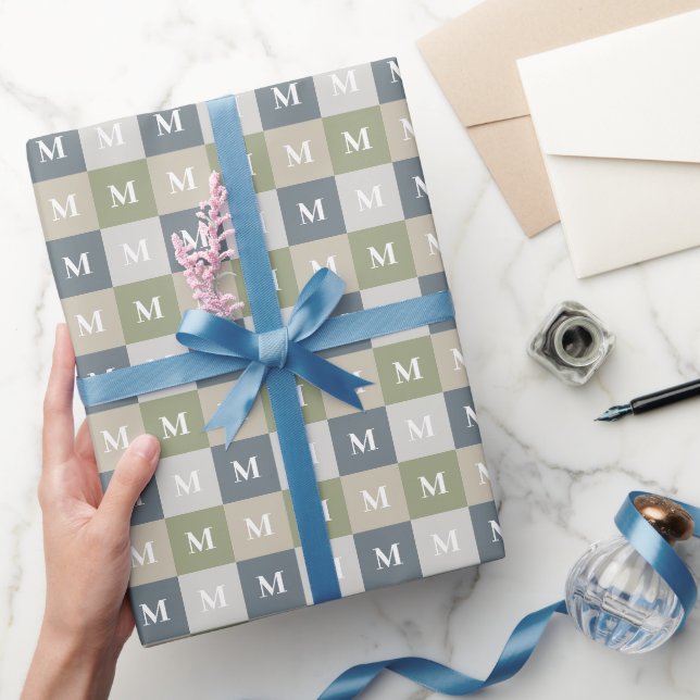 Modern monogram geometric colour block wrapping paper (Gifting)