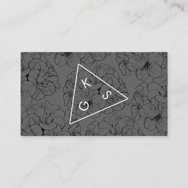 Modern Monogram Geometric Floral Pattern Business Card (Front)