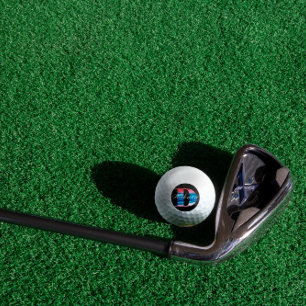 Modern monogram geometric initial D coral blue Golf Balls
