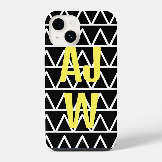 Modern Monogram Geometric Pattern  iPhone Case (Back)