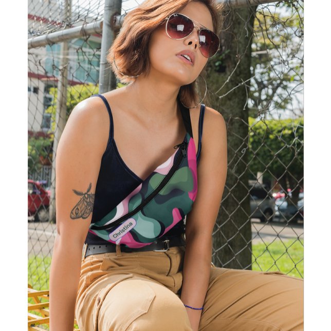 Modern Monogram Girly Retro Military Pattern Fanny Bum Bags (Creator Uploaded)